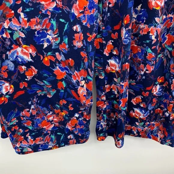 Cuddl Duds Flexwear Pants Blue Floral Print Wide Leg Pull On - Picture 6 of 9